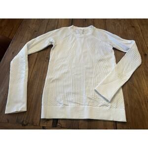 Lululemon Size 6 Shirt Long Sleeve Top Ribbed White Thumbholes Yoga Gym